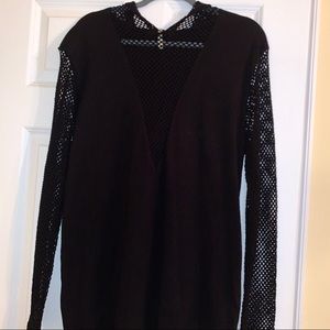 LF Stores Mesh Longsleeve Hooded Top